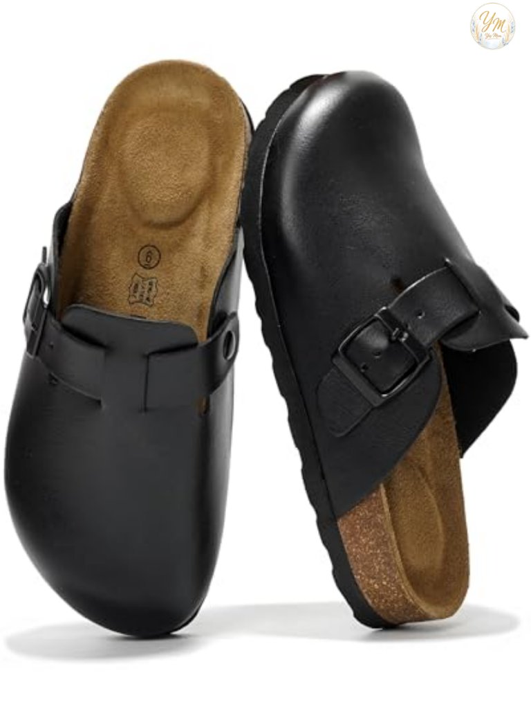 Genuine Leather Clogs For Women - Memory Foam Arch Support - Slip-On Mules &